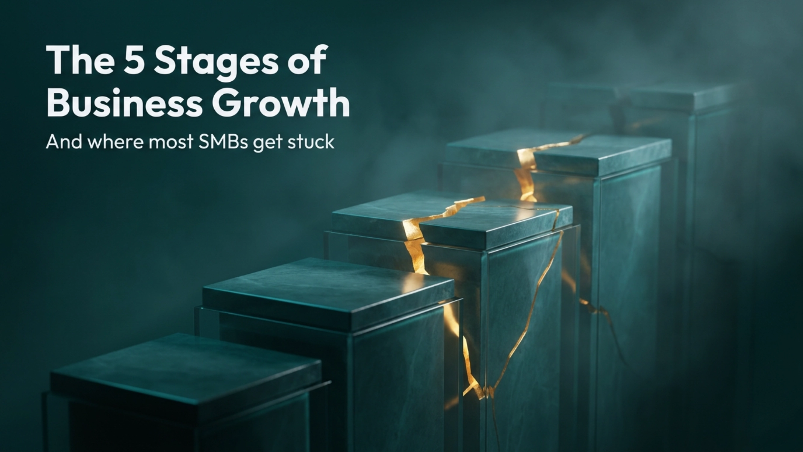 Abstract ascending platforms with gold fracture seams at the transitions